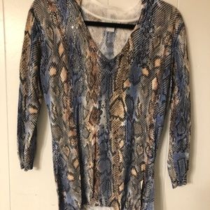 animal print top with sequens squares sz/m